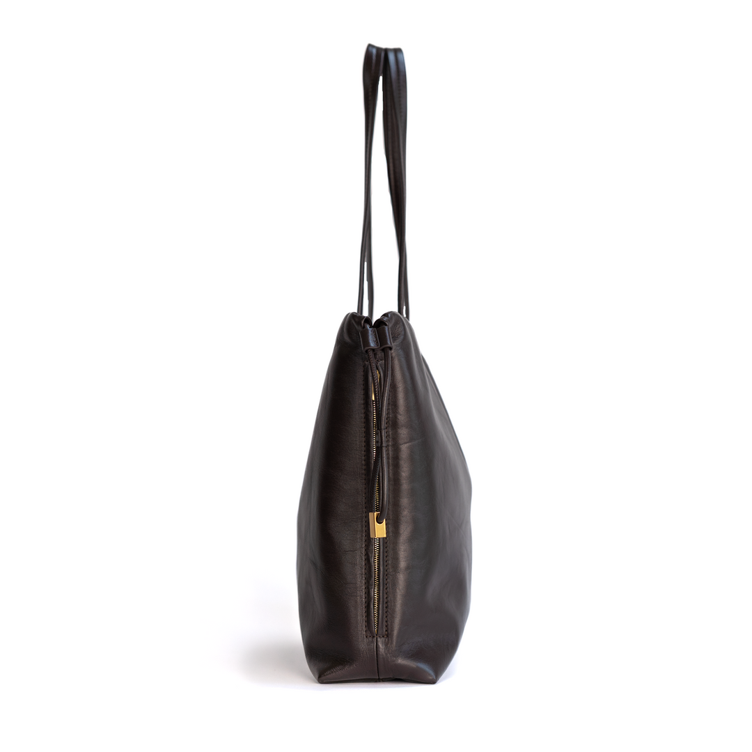 Large Tote in Shiny Espresso