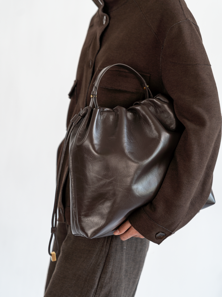 Large Tote in Shiny Espresso