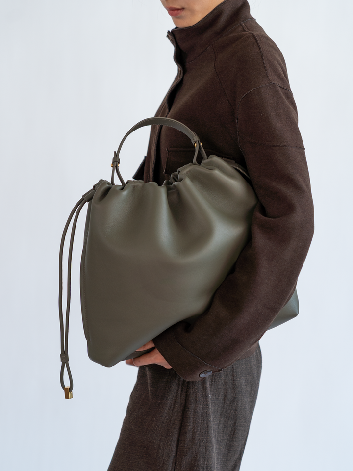 Large Tote in Olive Grey