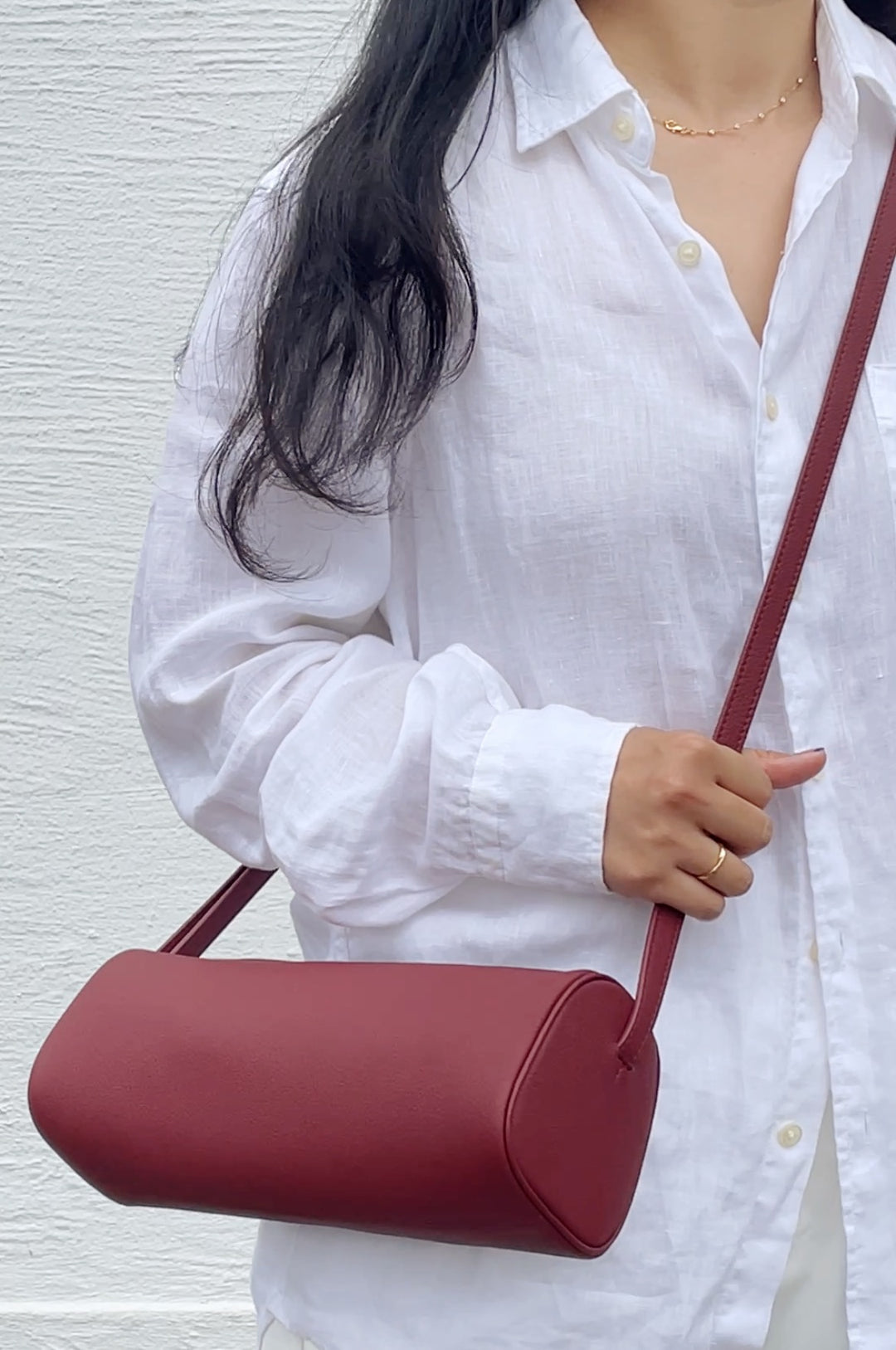 Cylinder Purse in Burgundy
