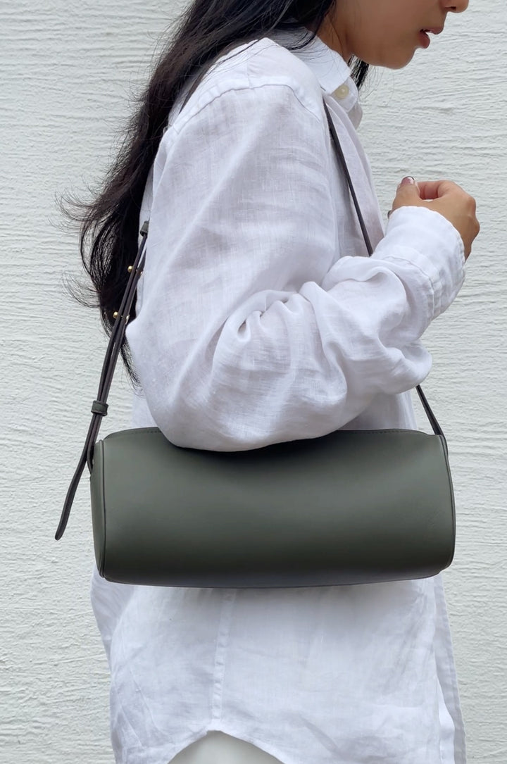 Cylinder Purse in Olive Grey